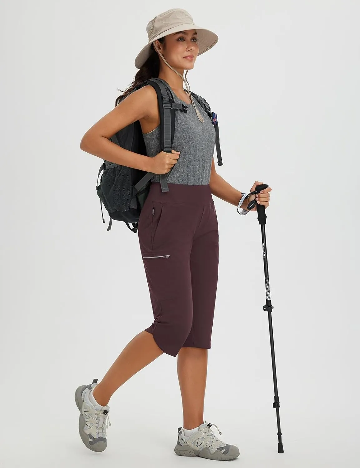 baleaf Women's 17'' Capri Pants Lighweight Cargo Capris Quick Dry Zipper Pockets Hiking Biking Casual Outdoor