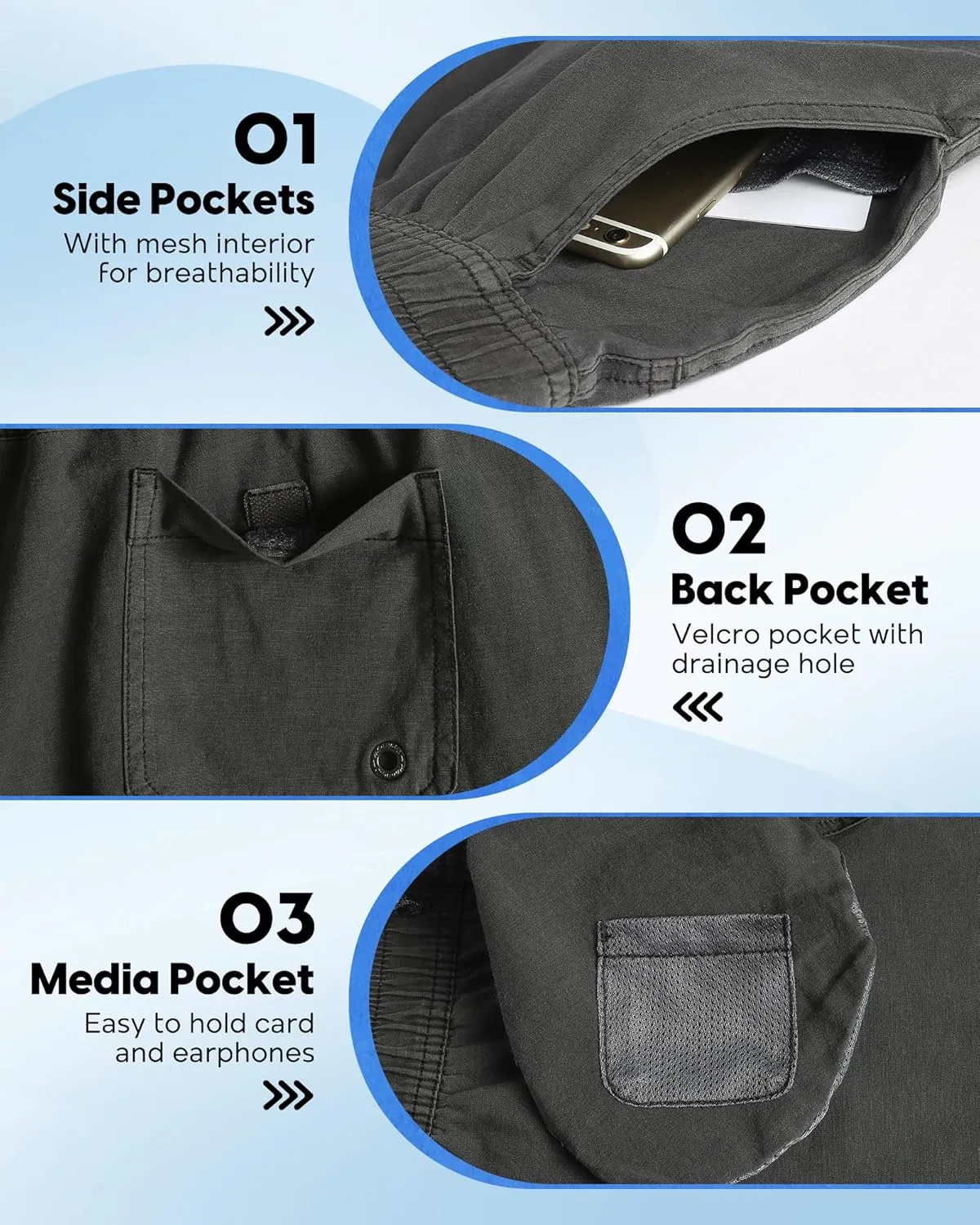 maamgic Men's 5 inch Inseam Shorts Pull-On Relaxed Fit Comfort Stretch Short Shorts with Pocket