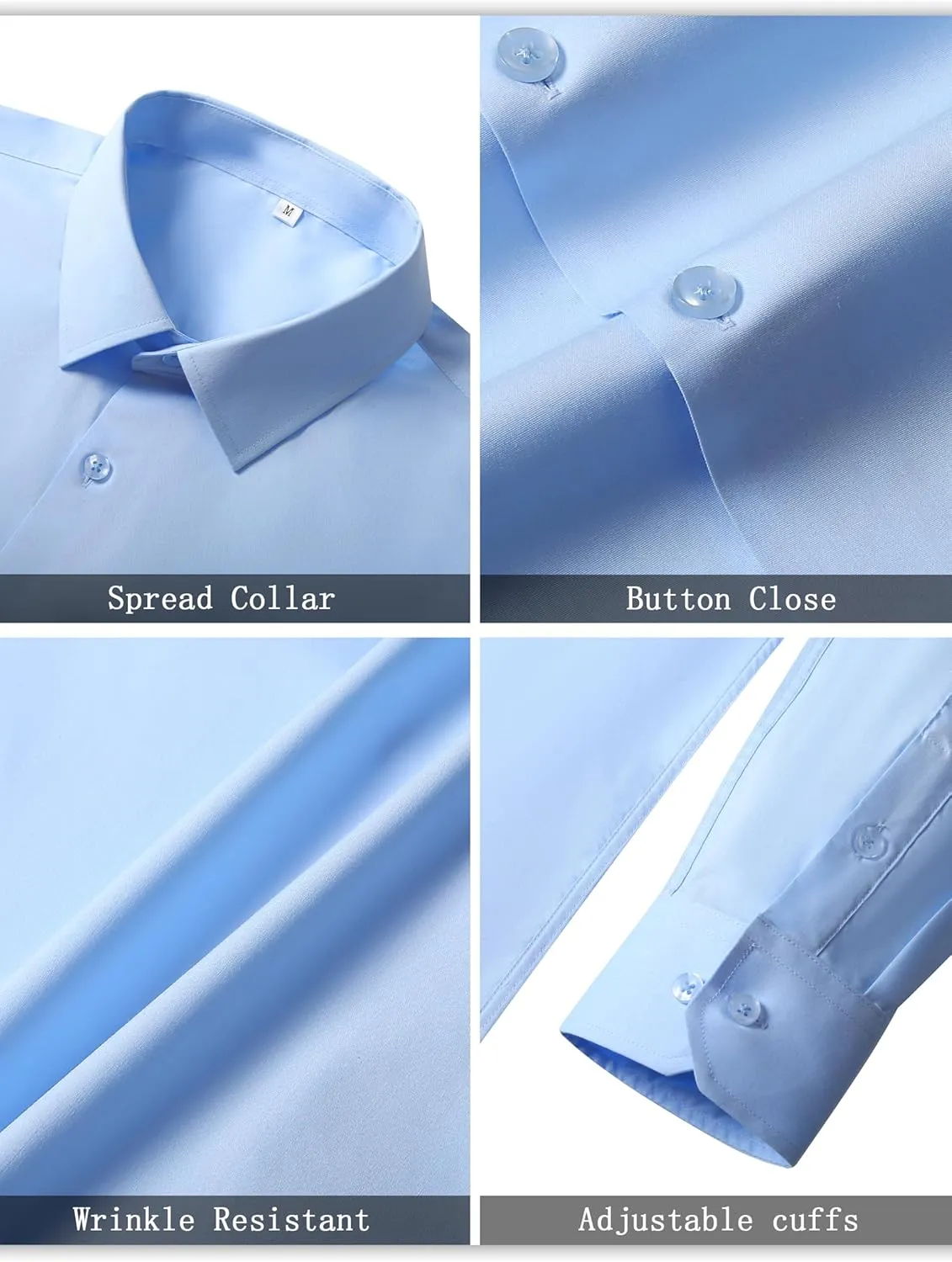 Mens Dress Shirts for Men Long Sleeve Wrinkle Free Button Down Shirt Formal Business Casual Shirts