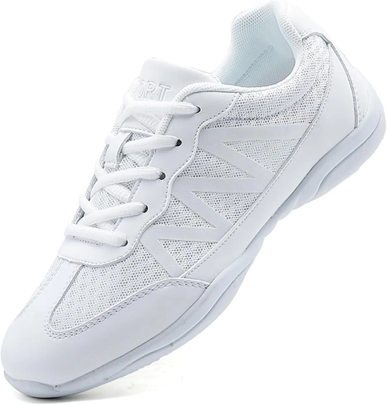 SECHRITE Girls White Cheerleading Cheer Shoes Womens Dance Sneakers Athletic Training Tennis Breathable Competition Walking Shoes