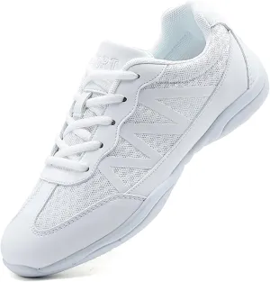 SECHRITE Girls White Cheerleading Cheer Shoes Womens Dance Sneakers Athletic Training Tennis Breathable Competition Walking Shoes