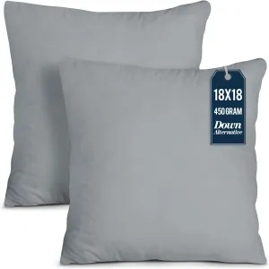 Utopia Bedding Throw Pillows Insert (Pack of 2, Grey) - 18 x 18 Inches Bed and Couch Pillows - Indoor Decorative Pillow
