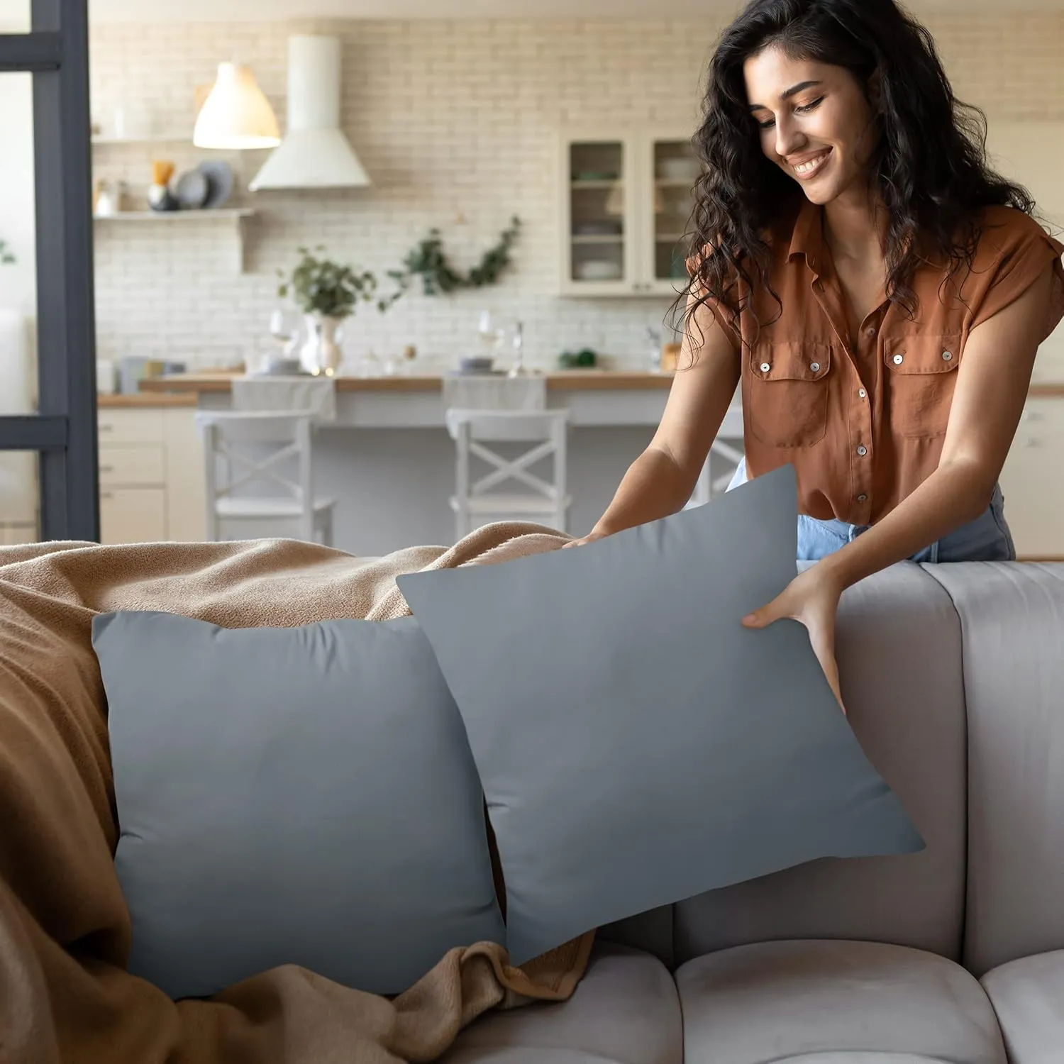 Utopia Bedding Throw Pillows Insert (Pack of 2, Grey) - 18 x 18 Inches Bed and Couch Pillows - Indoor Decorative Pillow