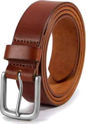 VATAN Men's Genuine Leather Casual Every Day Jeans Belts, Handmade Men Leather Belt with Gift Box