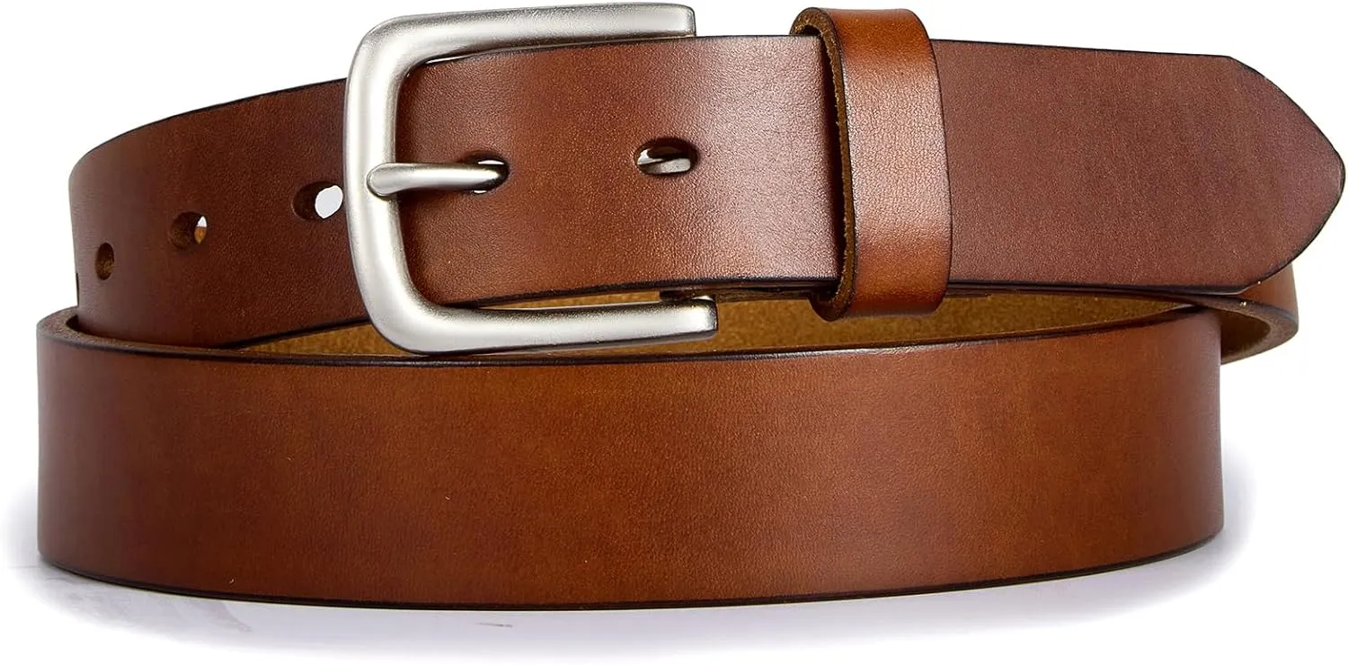 VATAN Men's Genuine Leather Casual Every Day Jeans Belts, Handmade Men Leather Belt with Gift Box
